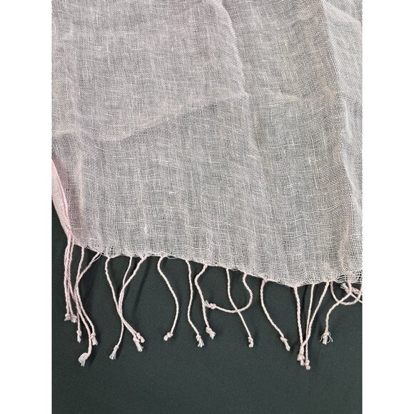 Light Pink & Gray Two-Tone Lightweight Fringed Scarf Wrap - Picture 2 of 4